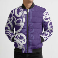 Violet Green Maori Bomber Puffer Jacket Koru Kowhaiwhai - Polynesian Pride