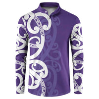 Violet Green Maori Button Sweatshirt Koru Kowhaiwhai - Polynesian Pride
