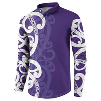 Violet Green Maori Button Sweatshirt Koru Kowhaiwhai - Polynesian Pride
