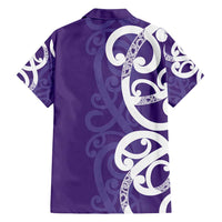 Violet Green Maori Family Matching Off Shoulder Maxi Dress and Hawaiian Shirt Koru Kowhaiwhai LT7 - Polynesian Pride