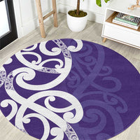 Violet Green Maori Round Carpet Koru Kowhaiwhai - Polynesian Pride