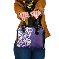 Violet Green Maori Shoulder Handbag Koru Kowhaiwhai LT7 One Size Violet - Polynesian Pride