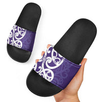 Violet Green Maori Slide Sandals Koru Kowhaiwhai LT7 - Polynesian Pride