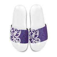 Violet Green Maori Slide Sandals Koru Kowhaiwhai LT7 Violet - Polynesian Pride