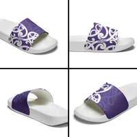 Violet Green Maori Slide Sandals Koru Kowhaiwhai LT7 - Polynesian Pride