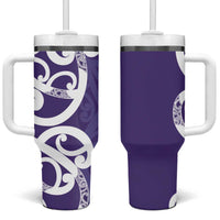 Violet Green Maori Tumbler With Handle Koru Kowhaiwhai LT7 One Size: 40 oz Violet - Polynesian Pride