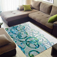 Paua Shell Maori Area Rug Koru Kowhaiwhai LT7 - Polynesian Pride