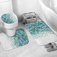 Paua Shell Maori Bathroom Set Koru Kowhaiwhai LT7 Mat Set Only (3 pcs) One Size White - Polynesian Pride