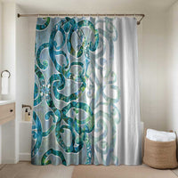 Paua Shell Maori Bathroom Set Koru Kowhaiwhai LT7 Shower Curtain Only White - Polynesian Pride