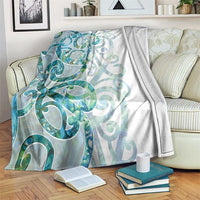 Paua Shell Maori Blanket Koru Kowhaiwhai LT7 White - Polynesian Pride