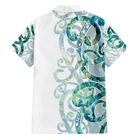 Paua Shell Maori Family Matching Off Shoulder Short Dress and Hawaiian Shirt Koru Kowhaiwhai LT7 - Polynesian Pride