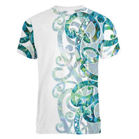 Paua Shell Maori Women V-Neck T-Shirt Koru Kowhaiwhai LT7 - Polynesian Pride