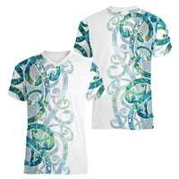 Paua Shell Maori Women V-Neck T-Shirt Koru Kowhaiwhai LT7 - Polynesian Pride