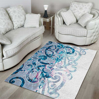 Turquoise Paua Shell Maori Area Rug Koru Kowhaiwhai LT7 - Polynesian Pride
