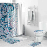 Turquoise Paua Shell Maori Bathroom Set Koru Kowhaiwhai LT7 Bathroom Set (4 pcs) White - Polynesian Pride