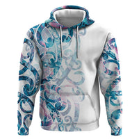 Turquoise Paua Shell Maori Hoodie Koru Kowhaiwhai LT7 Pullover Hoodie White - Polynesian Pride