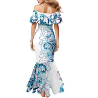 Turquoise Paua Shell Maori Mermaid Dress Koru Kowhaiwhai - Polynesian Pride