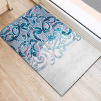 Turquoise Paua Shell Maori Rubber Doormat Koru Kowhaiwhai - Polynesian Pride