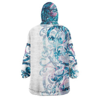 Turquoise Paua Shell Maori Wearable Blanket Hoodie Koru Kowhaiwhai LT7 - Polynesian Pride