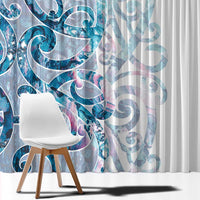 Turquoise Paua Shell Maori Window Curtain Koru Kowhaiwhai LT7 - Polynesian Pride