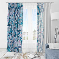 Turquoise Paua Shell Maori Window Curtain Koru Kowhaiwhai LT7 - Polynesian Pride