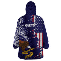American Samoa Mix US Wearable Blanket Hoodie Flag Day Grunge Style LT7 - Polynesian Pride