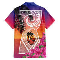 Guam Chamorro Family Matching Off Shoulder Short Dress and Hawaiian Shirt Artsy Latte Stone