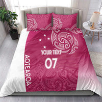 Personalised New Zealand Rugby Bedding Set Aotearoa Champions - Pink Version