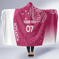 Personalised New Zealand Rugby Hooded Blanket Aotearoa Champions - Pink Version