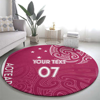 Personalised New Zealand Rugby Round Carpet Aotearoa Champions - Pink Version