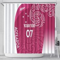 Personalised New Zealand Rugby Shower Curtain Aotearoa Champions - Pink Version