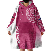 Personalised New Zealand Rugby Wearable Blanket Hoodie Aotearoa Champions - Pink Version