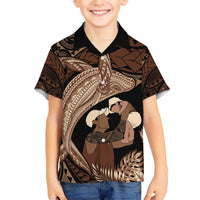 Father's Day Polynesian Pattern Kid Hawaiian Shirt Tropical Humpback Whale