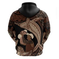 Father's Day Polynesian Pattern Zip Hoodie Tropical Humpback Whale
