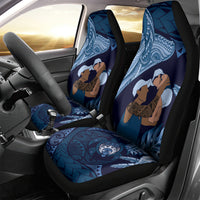Father's Day Polynesian Pattern Car Seat Cover Tropical Humpback Whale - Navy