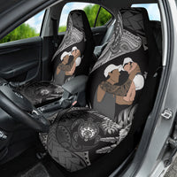 Father's Day Polynesian Pattern Car Seat Cover Tropical Humpback Whale - Black