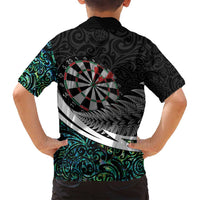 Personalized NZ Darts Family Matching Long Sleeve Bodycon Dress and Hawaiian Shirt Paua Shell Maori Koru Whakairo LT7 - Polynesian Pride