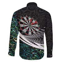 Personalized NZ Darts Family Matching Short Sleeve Bodycon Dress and Hawaiian Shirt Paua Shell Maori Koru Whakairo LT7 - Polynesian Pride