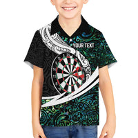 Personalized NZ Darts Family Matching Short Sleeve Bodycon Dress and Hawaiian Shirt Paua Shell Maori Koru Whakairo LT7 Son's Shirt Colorful - Polynesian Pride