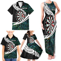 Personalized NZ Darts Family Matching Tank Maxi Dress and Hawaiian Shirt Paua Shell Maori Koru Whakairo LT7 - Polynesian Pride