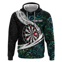 Personalized NZ Darts Hoodie Paua Shell Maori Koru Whakairo - Polynesian Pride
