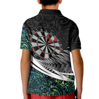 Personalized NZ Darts Kid Polo Shirt Paua Shell Maori Koru Whakairo LT7 - Polynesian Pride