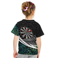 Personalized NZ Darts Kid T Shirt Paua Shell Maori Koru Whakairo LT7 - Polynesian Pride