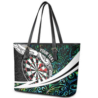 Personalized NZ Darts Leather Tote Bag Paua Shell Maori Koru Whakairo LT7 - Polynesian Pride