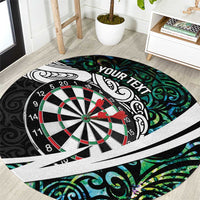 Personalized NZ Darts Round Carpet Paua Shell Maori Koru Whakairo - Polynesian Pride