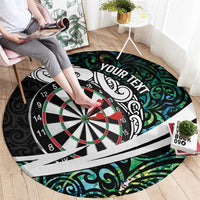 Personalized NZ Darts Round Carpet Paua Shell Maori Koru Whakairo - Polynesian Pride
