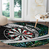Personalized NZ Darts Round Carpet Paua Shell Maori Koru Whakairo - Polynesian Pride