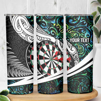 Personalized NZ Darts Skinny Tumbler Paua Shell Maori Koru Whakairo LT7 - Polynesian Pride