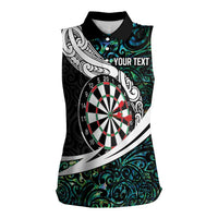 Personalized NZ Darts Women Sleeveless Polo Shirt Paua Shell Maori Koru Whakairo - Polynesian Pride