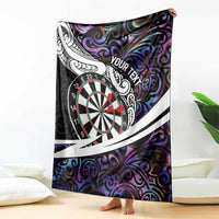 Personalized NZ Darts Blanket Paua Shell Maori Koru Whakairo - Purple LT7 - Polynesian Pride